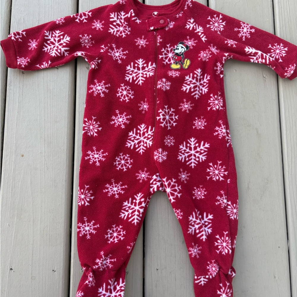 Disney Red Snowflake Footie Pajamas